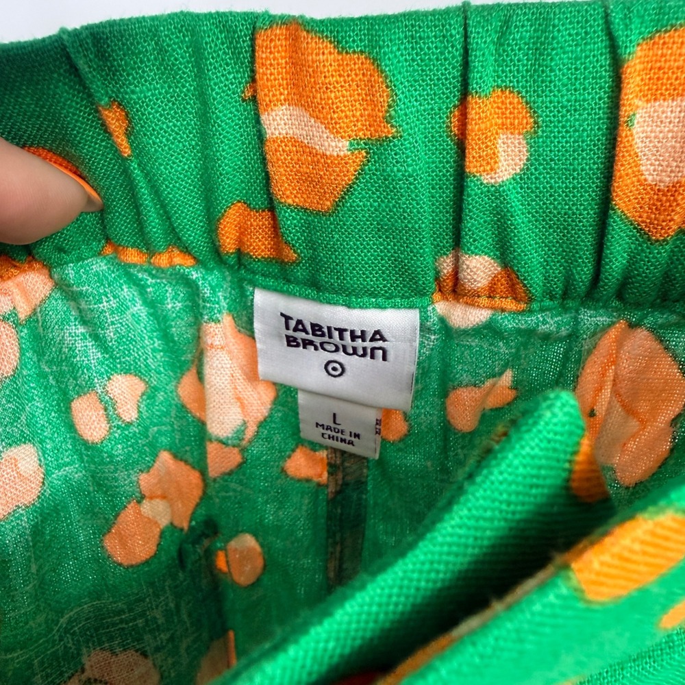 Tabitha Brown Target Green Leopard Print Pleated Shorts High Rise NWT Large Bold - Picture 3 of 7